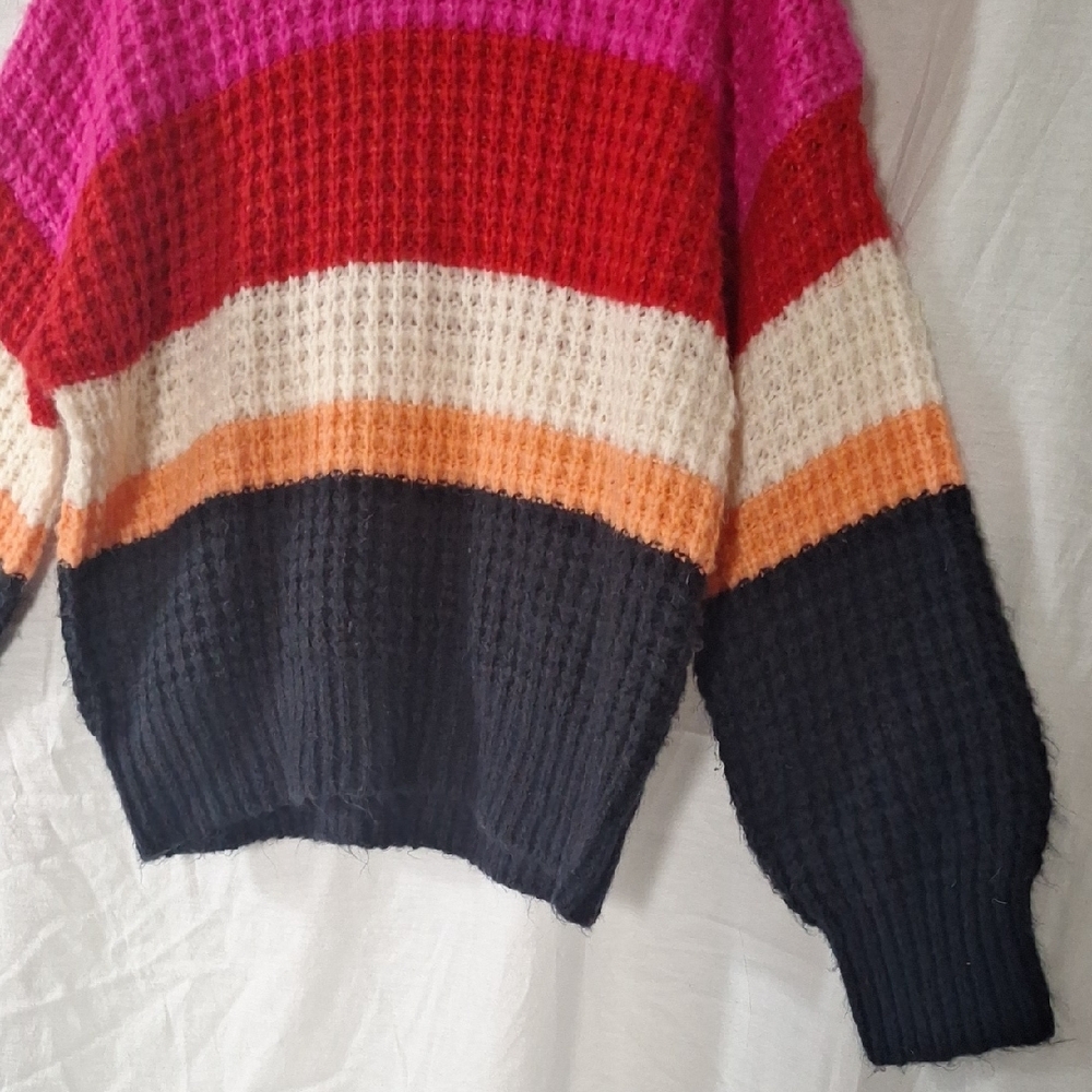 3/$20--Cable Knit Crewneck Sweater, Striped, Oversized, Universal Sz 10, NWOT - Picture 5 of 11